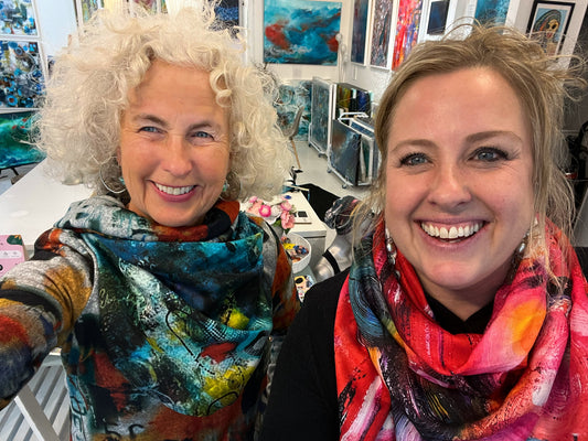 Montreal artists and mother and daughter team Wendy Fee and Reni Fee in their Artist Generations Art Studio