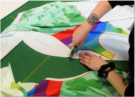 A girl making a piece of wearable art in Montreal, Quebec.